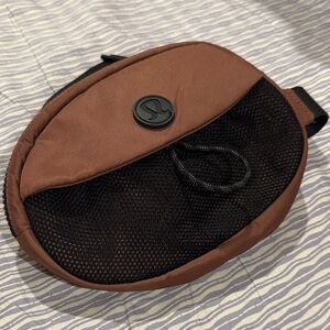 lululemon chocolate mocha Belt Bag with Black Mesh Pocket oval